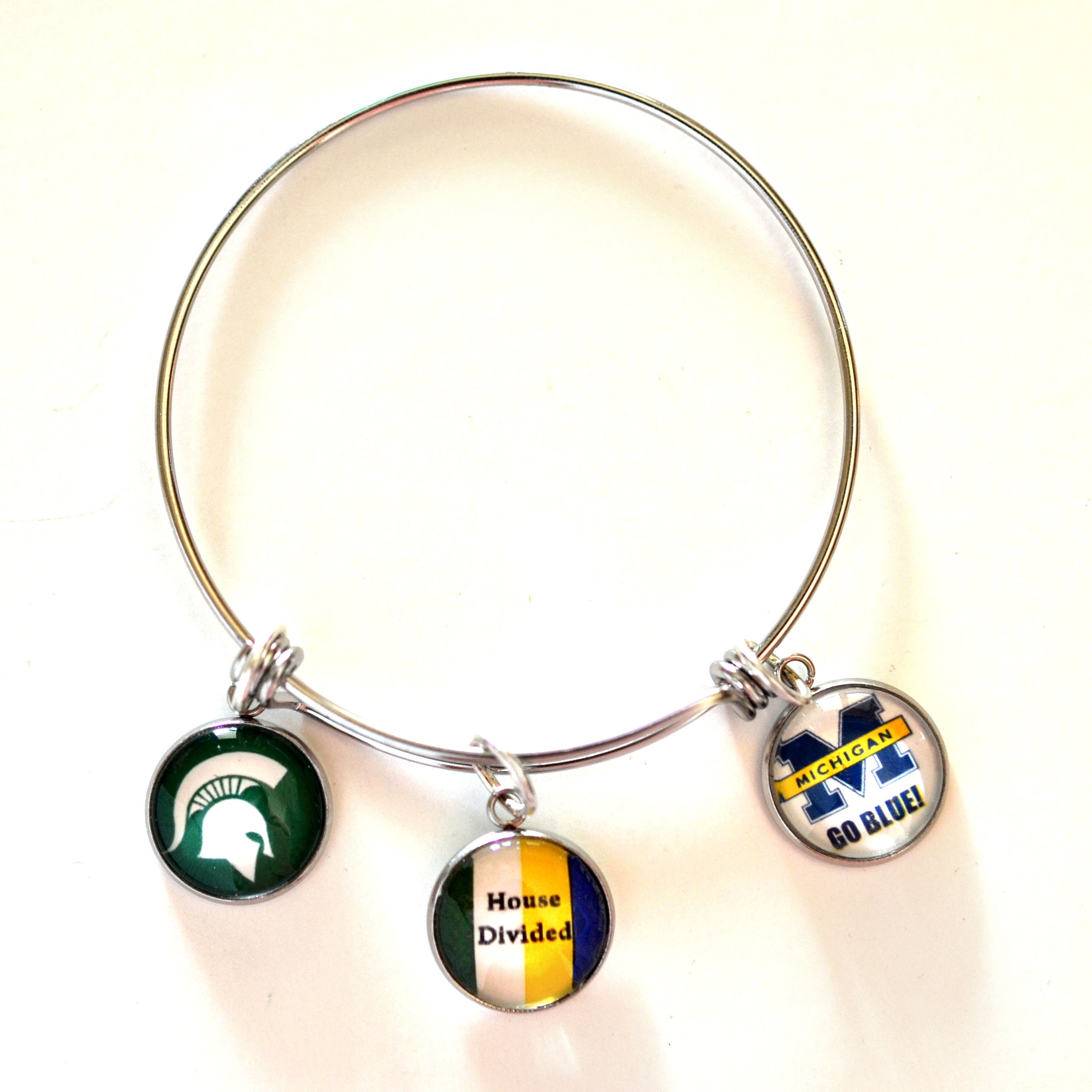 Michigan College Charms Round Photo Charm Bracelets Glass Etsy