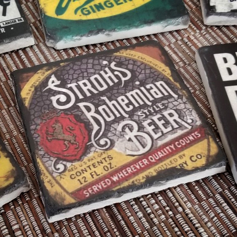 Strohs Beer Iconic Detroit Coaster Man Cave Decor Home and Etsy