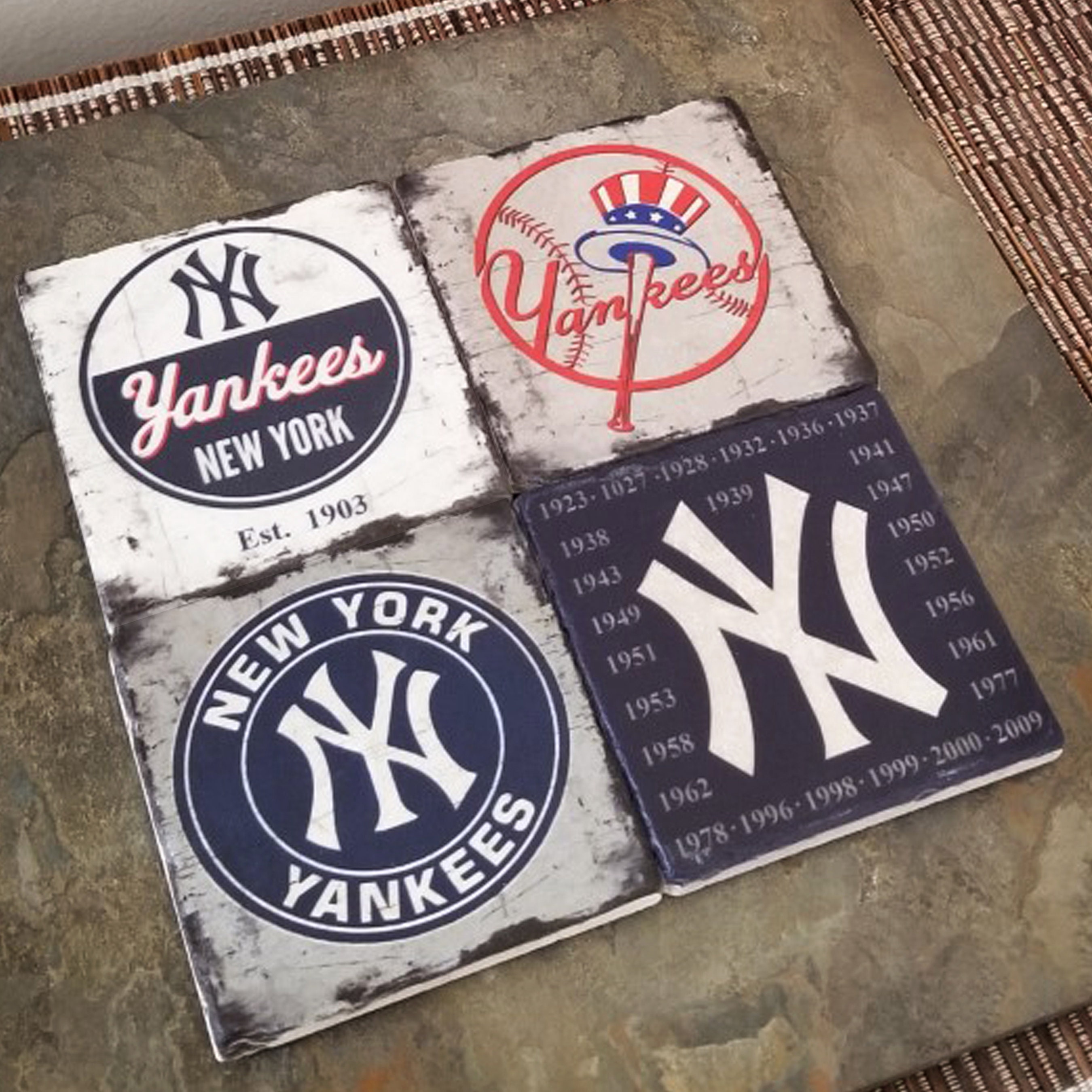 New York Yankees Coasters Yankees Coasters Baseball Tiles Etsy
