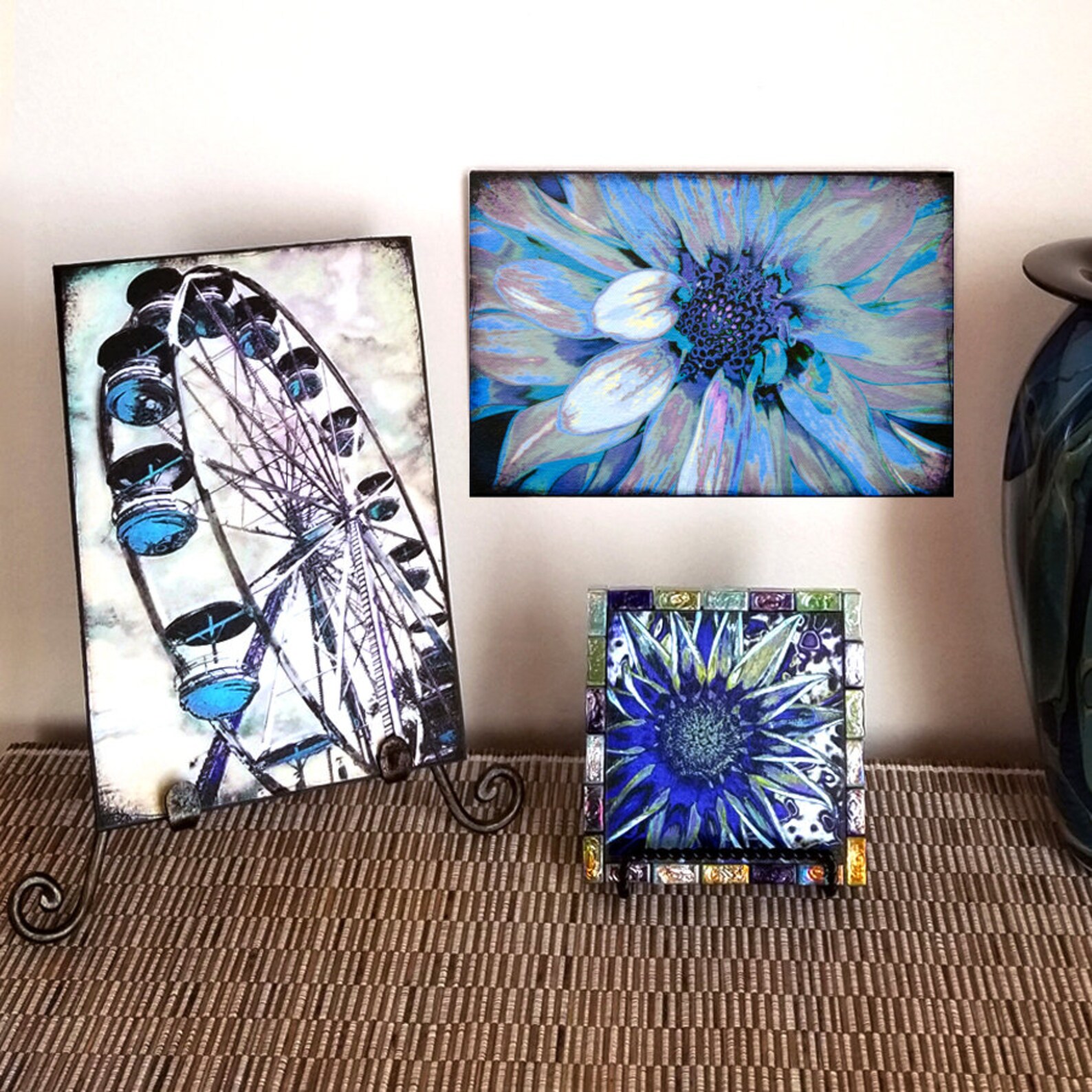 Blue Flower Canvas Print Flower Art Canvas Large Blue Etsy