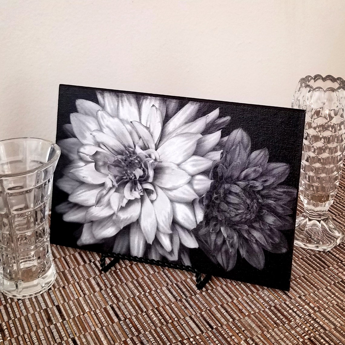 Black and White Flower Art Canvas Digital Photo Art Ready Etsy UK