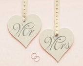 Personalised Birchwood Hearts, Mr & Mrs Hand Painted Hearts, Wedding Gift or Wedding Favor Gift