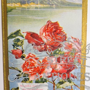 Greetings Vintage Post Card, Digital file, postcard, antique, graphic, flowers, hello, welcome, greeting, hi, floral, antique