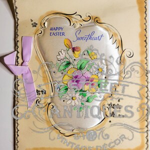 Cartolina d'epoca di Pasqua, file digitale, cartolina, oggetto d'antiquariato, grafica, vacanza, design, fiore, floreale, primavera, uovo, coniglietto, Pasqua, oggetto d'antiquariato