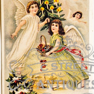 Cartolina postale vintage di Natale, file digitale, cartolina, antico, grafica, vacanza, design, inverno, allegro, Natale, fiore, antico