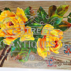 Carte postale vintage de félicitations, fichier numérique, carte postale, antiquité, graphique, fleurs, félicitations, compliment, félicitation, antiquité