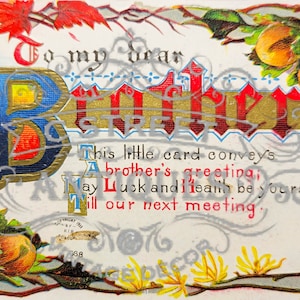 Para meu irmão Cartão postal vintage, arquivo digital, cartão postal, antigo, gráfico, flores, floral, família, para você, entes queridos, irmão, para meu