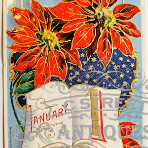 Weihnachten Vintage Postkarte, Digitale Datei, Postkarte, Antik, Grafik, Urlaub, Design, Winter, fröhlich, Weihnachten, Blume, Antik