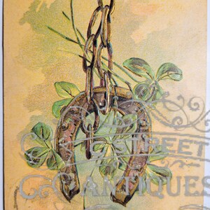 Good Luck Vintage Post Card, Digital file, postcard, antique, graphic, flowers, travel, flower, floral, good luck, antique