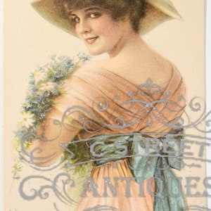 Cartolina postale vintage di Natale, file digitale, cartolina, antico, grafica, vacanza, design, inverno, allegro, Natale, fiore, antico