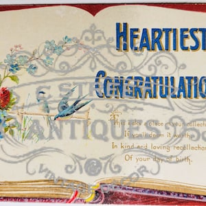 Félicitations carte postale vintage, fichier numérique, carte postale, antiquité, graphique, fleurs, félicitations, compliment, félicitation, antiquité