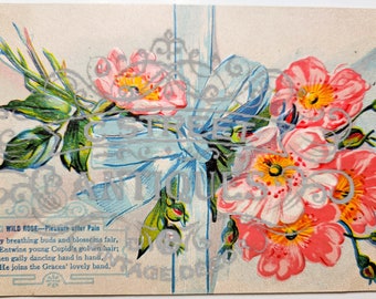 Carte postale vintage fleur, fichier numérique, carte postale, antique, graphique, fleurs, voyage, fleur, floral, violet, antique