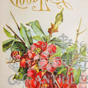 Good Luck Vintage Post Card, Digital file, postcard, antique, graphic, flowers, travel, flower, floral, good luck, antique