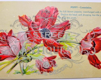 Carte postale vintage fleur, fichier numérique, carte postale, antique, graphique, fleurs, voyage, fleur, floral, antique