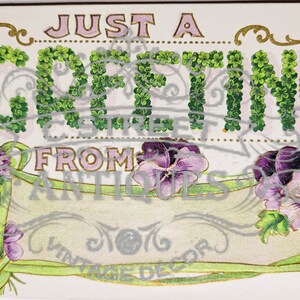 Greetings Vintage Post Card, Digital file, postcard, antique, graphic, flowers, hello, welcome, greeting, hi, floral, antique