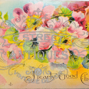 Saludos Vintage Post Card, Archivo digital, postal, antiguo, gráfico, flores, hola, bienvenido, saludo, hola, floral, antiguo