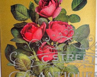 Carte postale vintage fleur, fichier numérique, carte postale, antique, graphique, fleurs, voyage, fleur, floral, antique