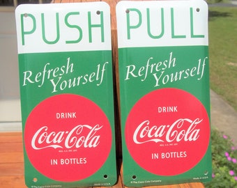 Coca-Cola Door Push Sign Store Ice Cold In Bottles Nostalgic BRAND NEW