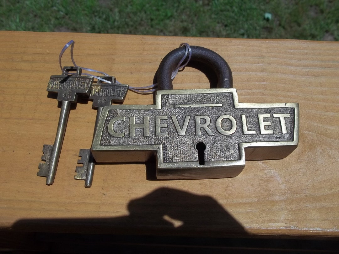 Large Heavy Brass CHEVROLET Chevy Lock Padlock & 2 Keys Both Etsy