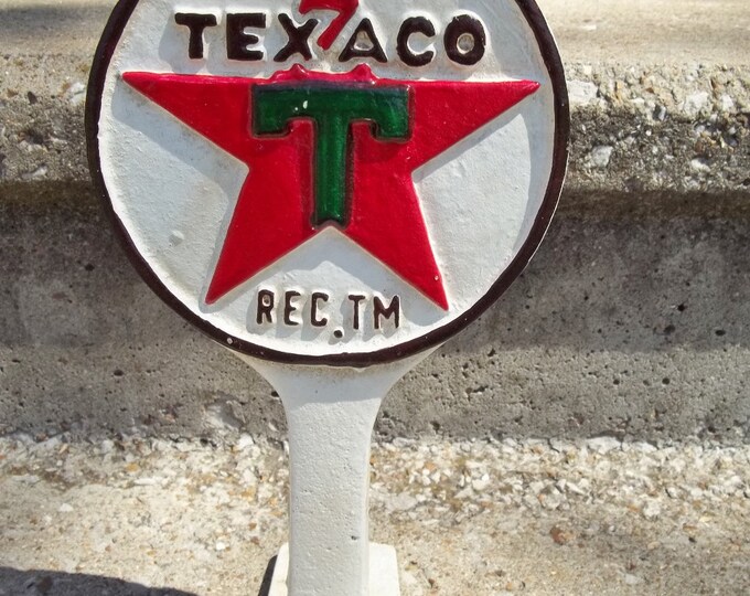 Cast Iron TEXACO GAS STATION Sign Display Door Stop Doorstop Bookend