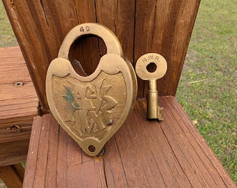 Brass Northern Central Railway RR Lock Padlock Train Locomotive Railroad Lock & Key