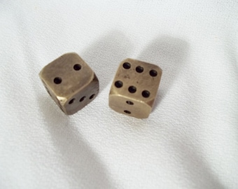 Fancy Gamblers GAMING Pair of Heavy BRASS DICE Die Casino Card Game For Home Decor or Entertainment with Style