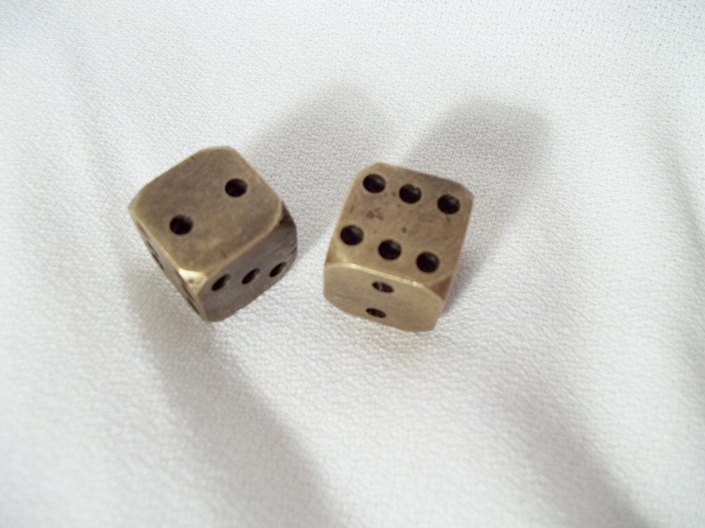 Fancy Gamblers GAMING Pair of Heavy BRASS DICE Die Casino Card Game For Home Decor or Entertainment with Style