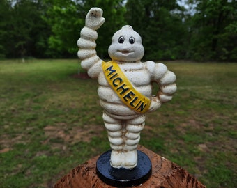 7 Inch Cast Iron Hand Painted MICHELIN MAN Advertising Promotional BIBENDUM Coin Money Bank Tire Store Give-Away