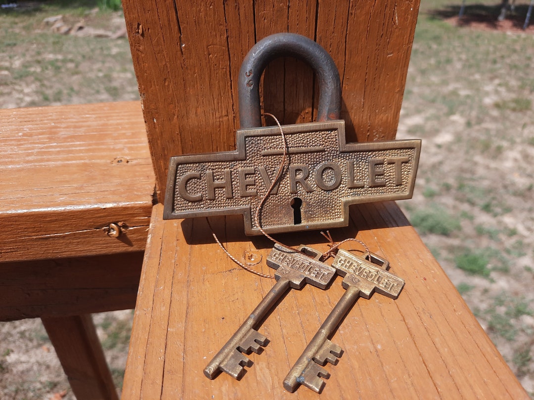 Large Heavy Brass CHEVROLET Chevy Lock Padlock & 2 Keys Both Etsy