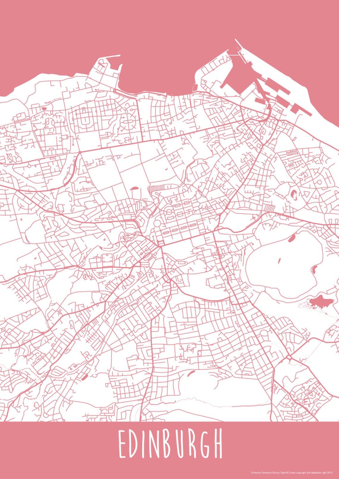 Edinburgh City Scotland Art Map Roads Print Your Places | Etsy