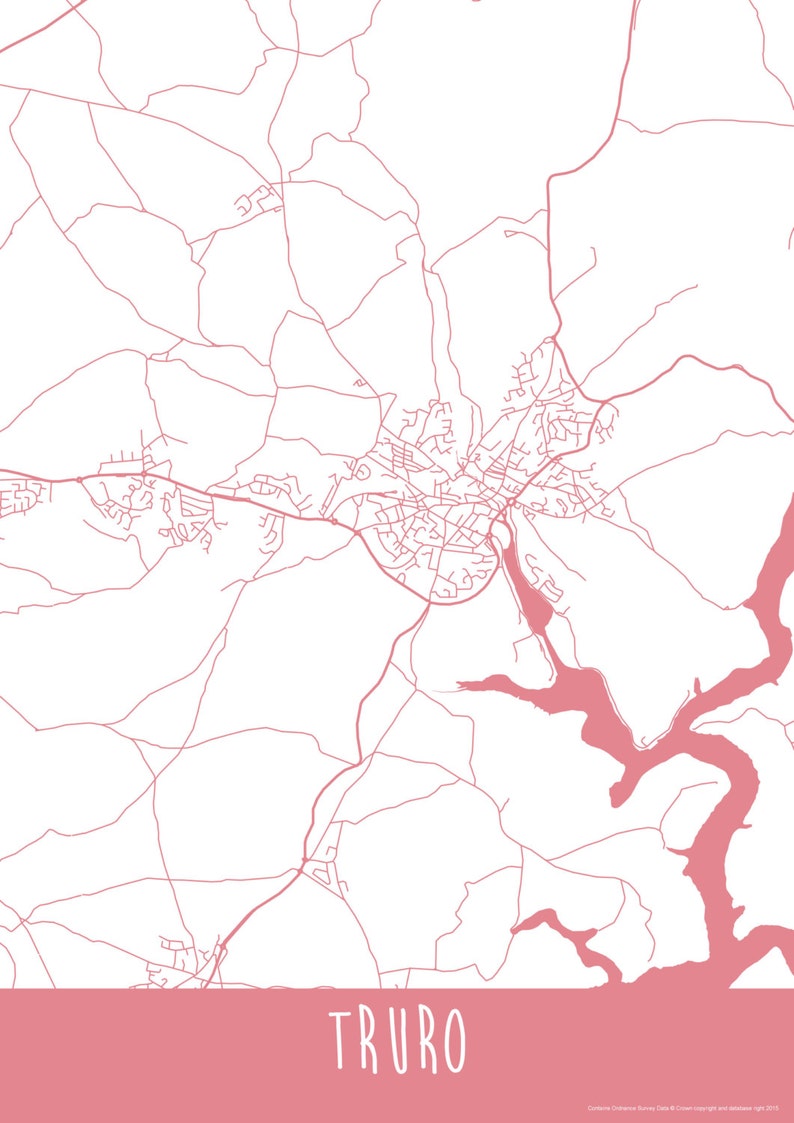 Truro Stadt England Art Karte-Straßen-Print Ihre Plätze | Etsy