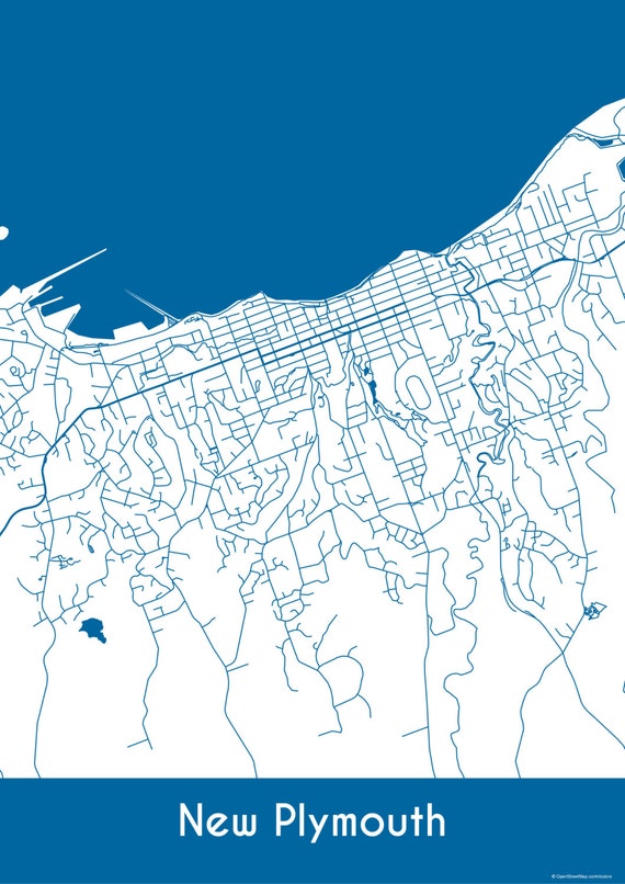 Items similar to New Plymouth Map Roads New Plymouth Print City