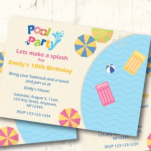 Pool Party \ Sommer Geburtstag Party Thema - personalisierte DIY druckbare Einladung