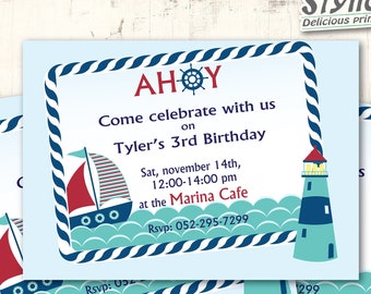 Nautical Birthday Party Theme - DIY Printable Invitation  - Personalized