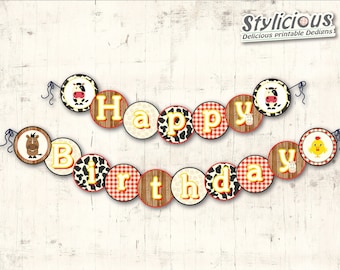 Farm Birthday Banner - Western Party Decorations -DIY farm Party Printable Banner - Instant Download