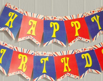 Circus verjaardagsfeestje thema – DIY gelukkige verjaardag banner afdrukbaar