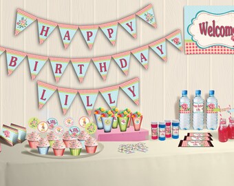 Tea Party Birthday Theme \ Shabby Chic Birthday Theme – DIY Full Package printable (personalized)