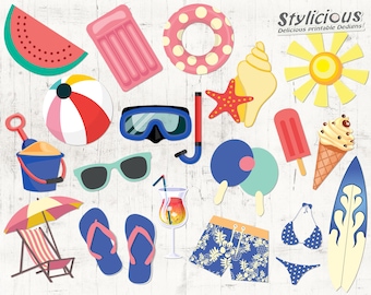 Pool / Beach / Summer Clipart Images - Summer Digital Scrapbook Kit - Scrapbooking embellishment - Instant Download