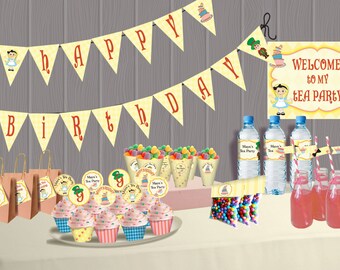 Alice in Wonderland Birthday Tea Party theme – DIY Mini Package Printable - Personalized
