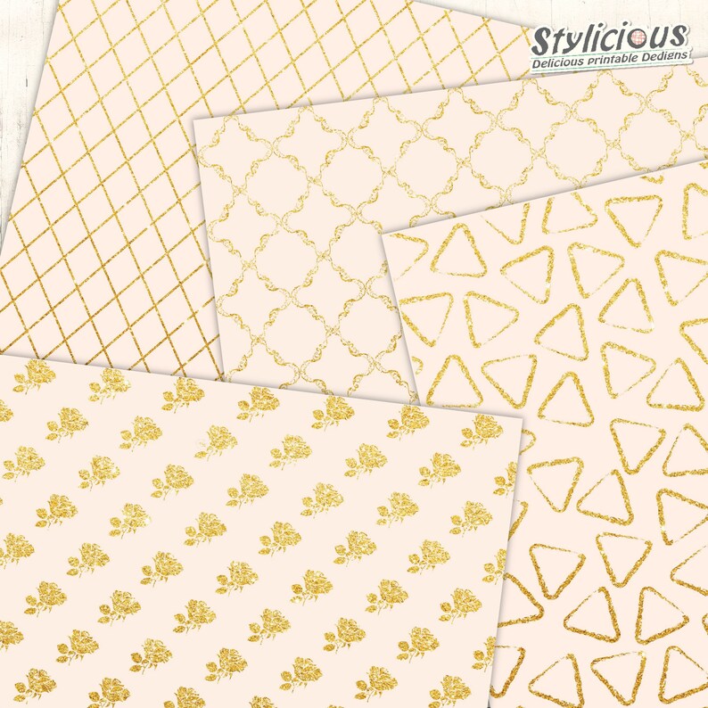 Pink and Gold Digital Paper Pack - Printable Digital Paper Set ...
