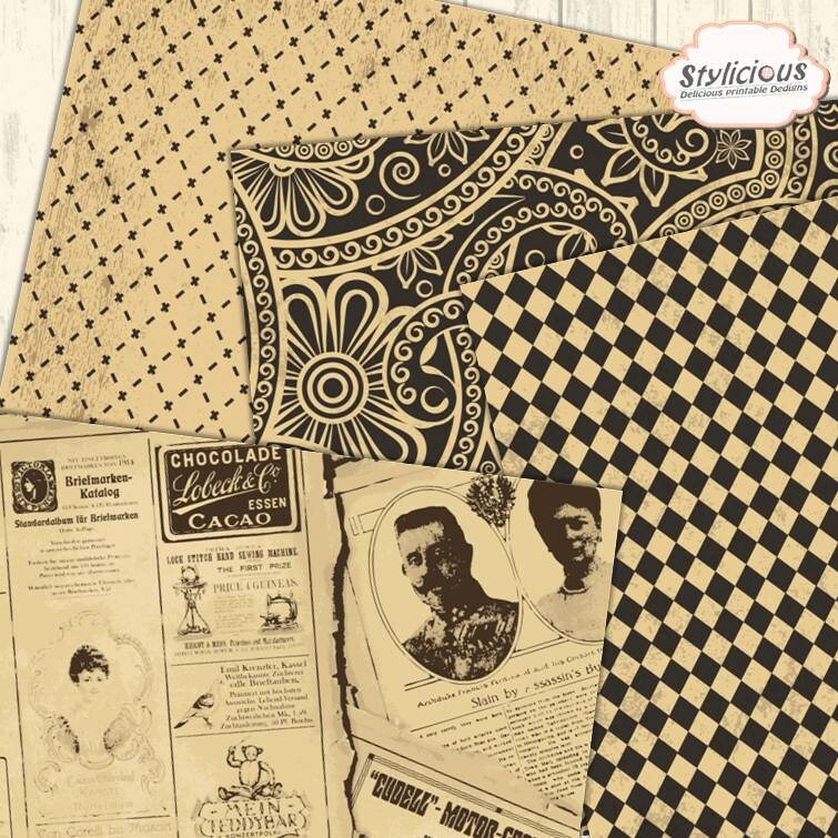 Vintage Pattern Digital Paper Pack - Antique Style Printable Paper ...