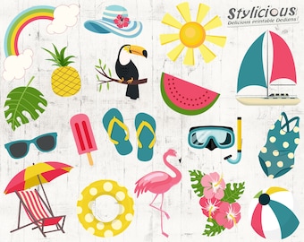 Summer Fun Clipart Set - Digital Scrapbooking embellishment - Printables - Instant Download