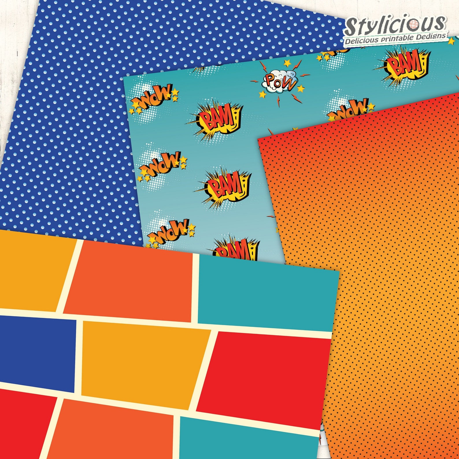 Superhero Pattern Digital Paper Pack Superman Printable Etsy
