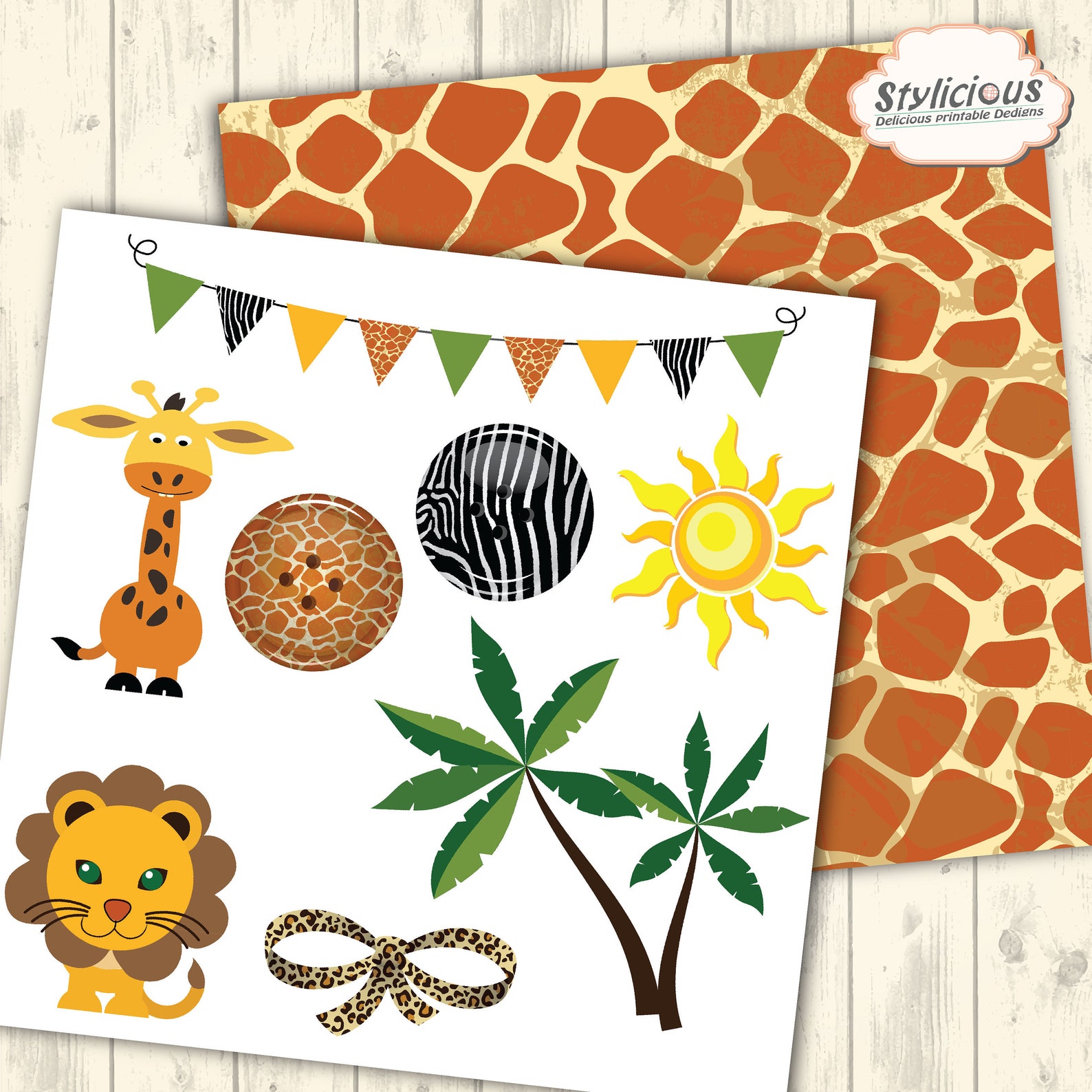 Safari / Zoo / Jungle Mini Scrapbook Kit Digital Scrapbook Etsy