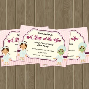 Spa Birthday Party theme  - DIY Printable Invitation  - Personalized