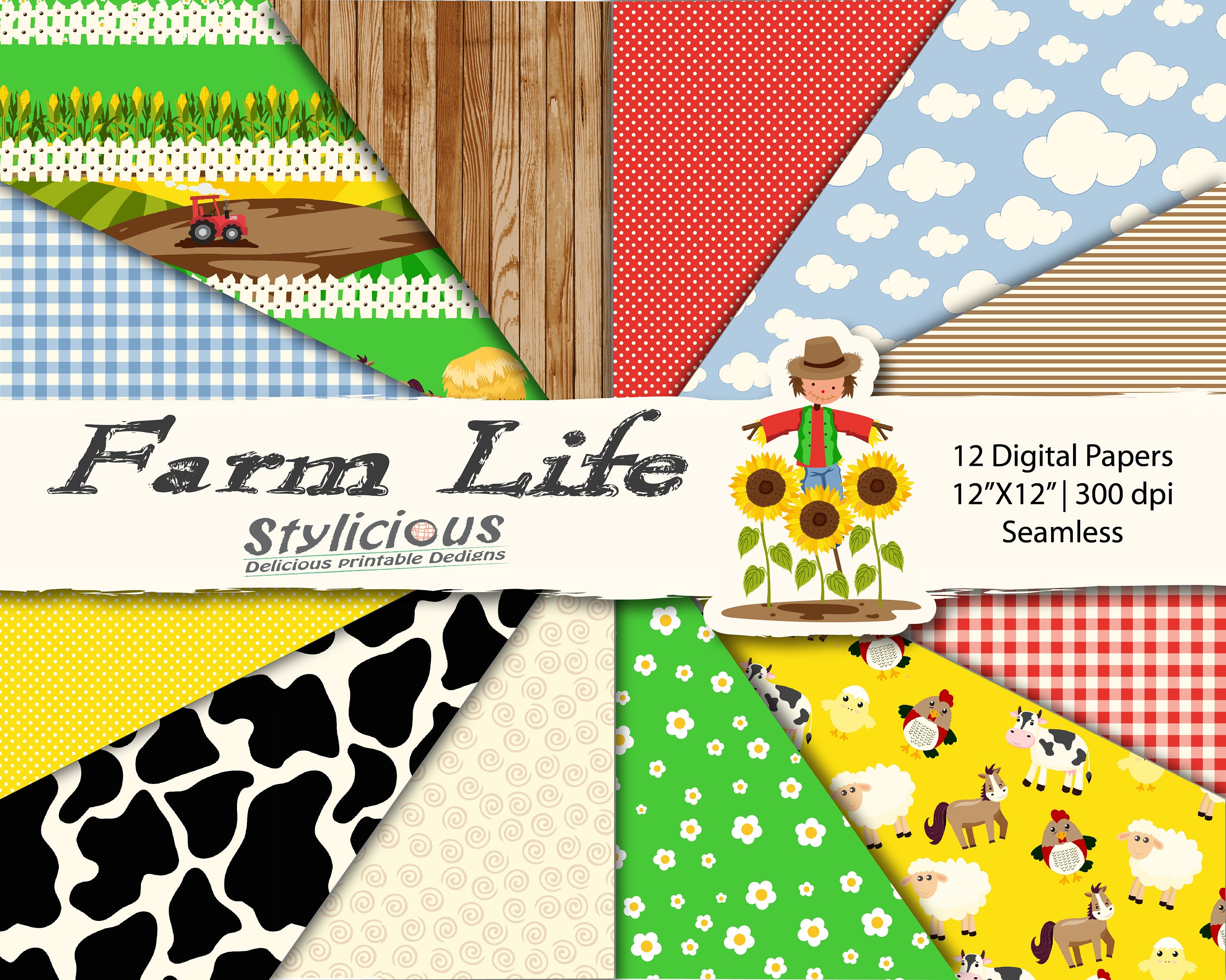 Farm Life Scrapbook Paper Pack Farming Printable Digital | Etsy