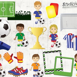 Weltmeisterschaft / Fußball / Clipart Set - Digitale Scrapbooking Verzierung - Printables - Sofortiger Download