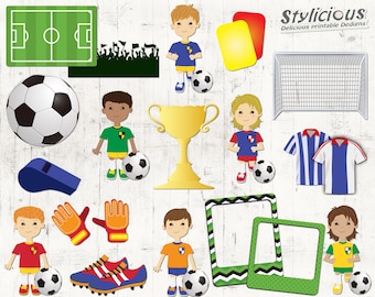 World  Cup /  Soccer / Football / Clipart Set - Digital Scrapbooking embellishment  - Printables - Instant Download