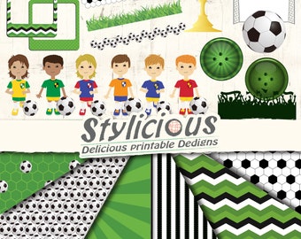 World  Cup /  Soccer / Football / Clipart and Background - Digital Scrapbooking embellishment and papers - Printables - Instant Download