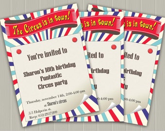 Circus Birthday Party theme  - DIY Printable Invitation  - Personalized